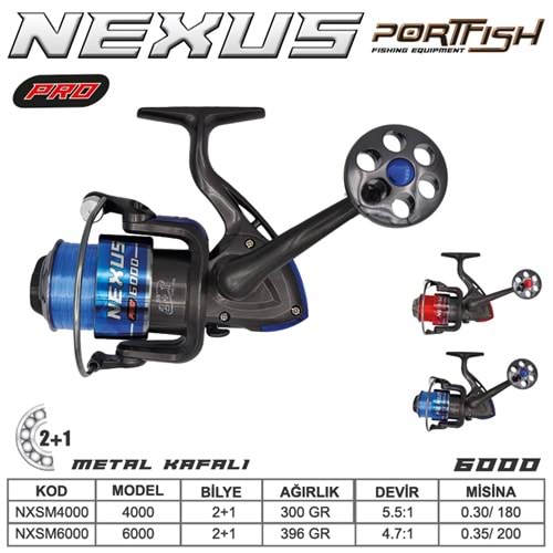 Portfish Nexus Pro 6000 Olta Makinası 2+1bb Metal Kafa