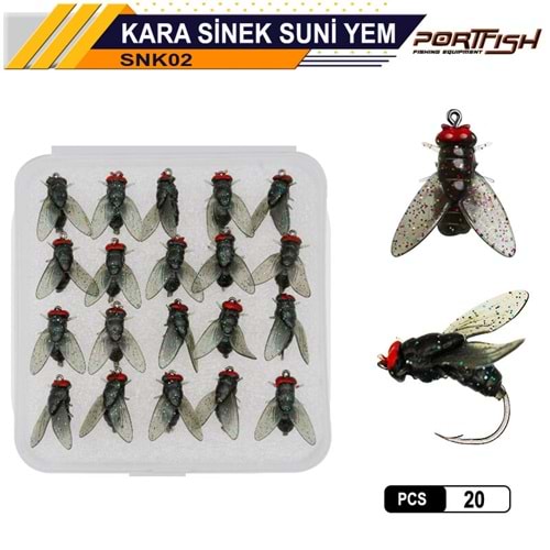 Portfish Sinek Suni Yem Siyah 20 Adetli
