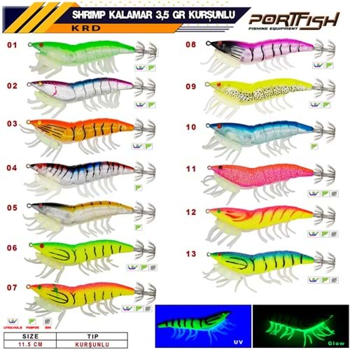Portfish Shrimp Kalamar Zokası 3,5 gr Kurşunlu 11,5 cm
