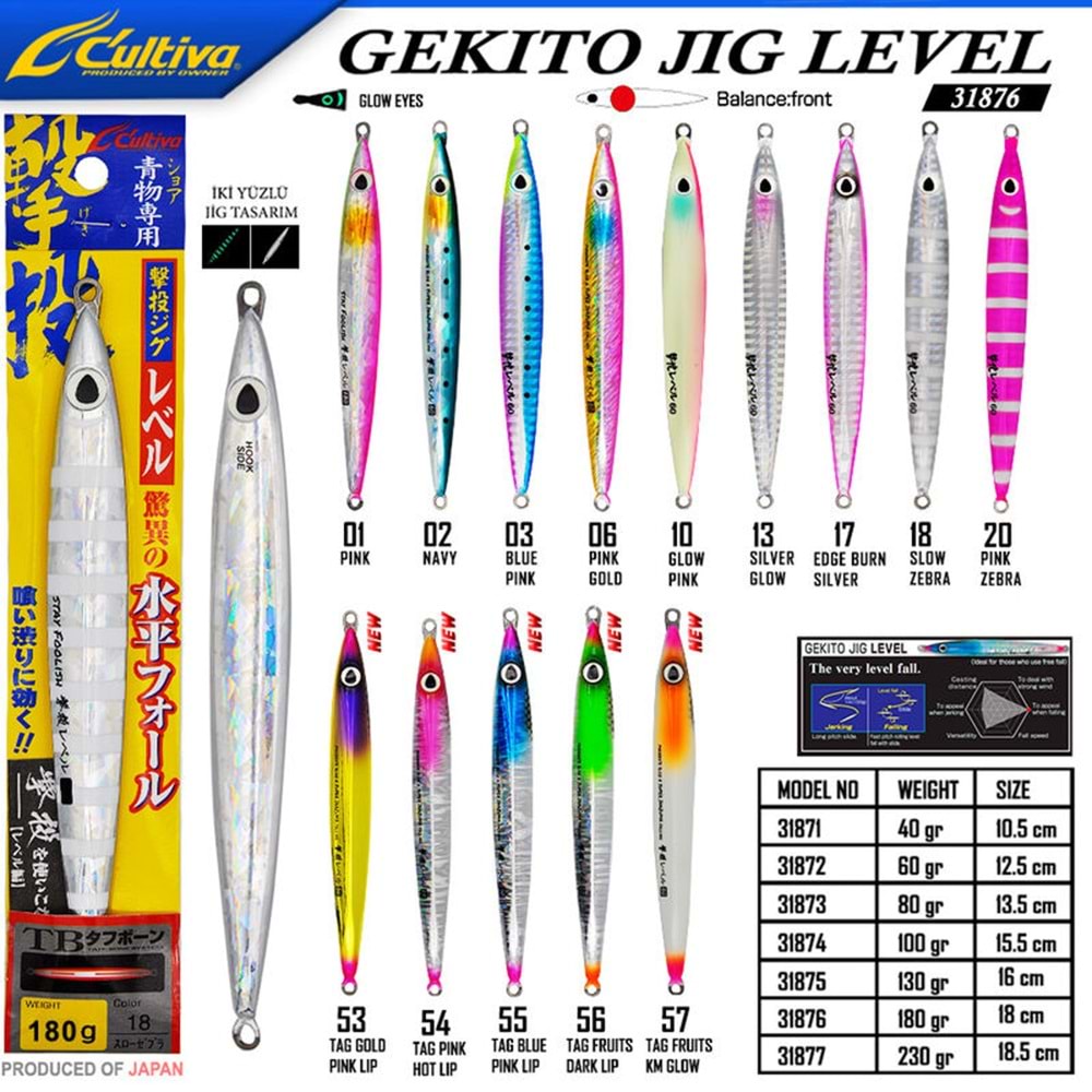 Cultiva 31876 Gekito Jig Level 180g 18.0cm